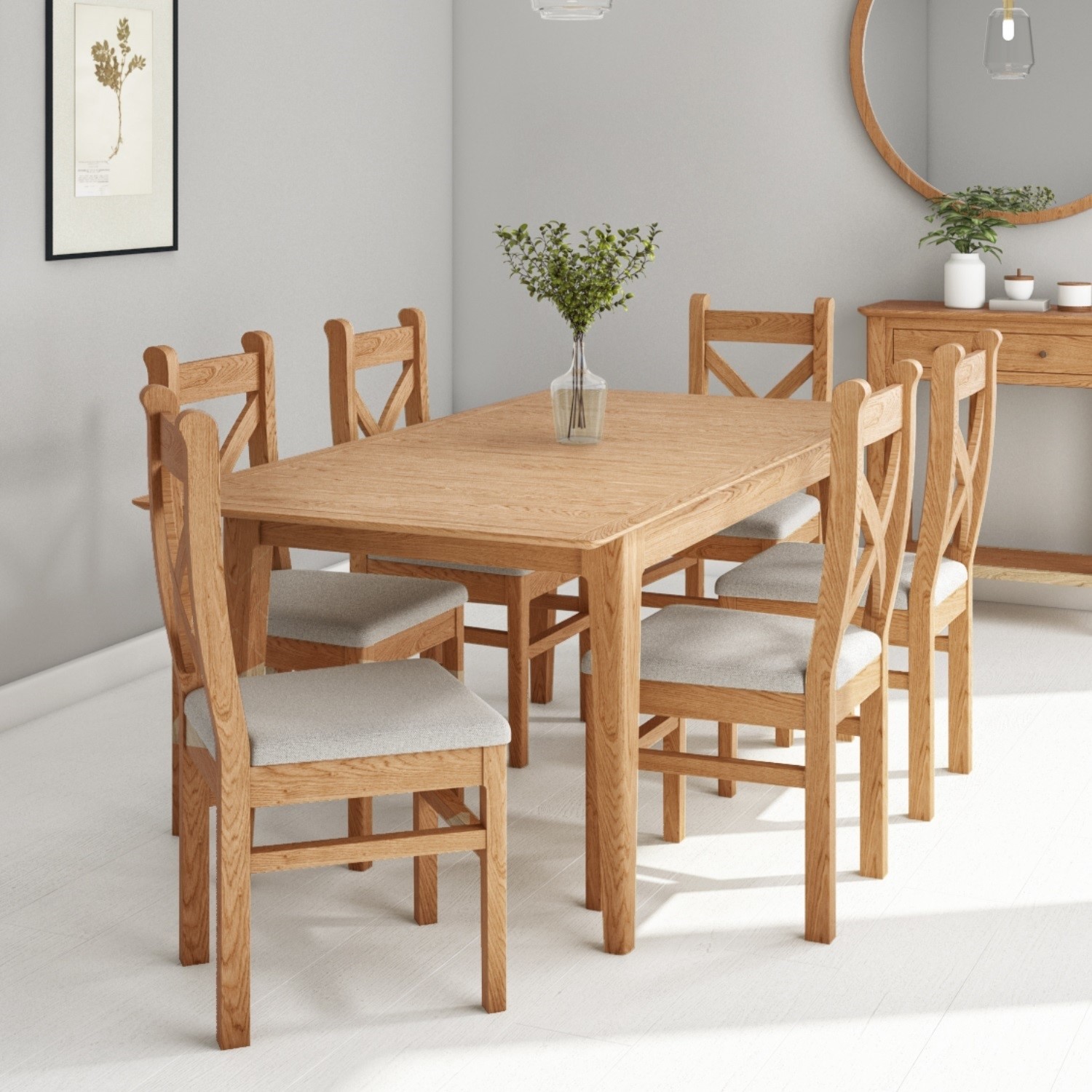 Fantastic Furniture 6-Seater Dining Table Set (Oak)