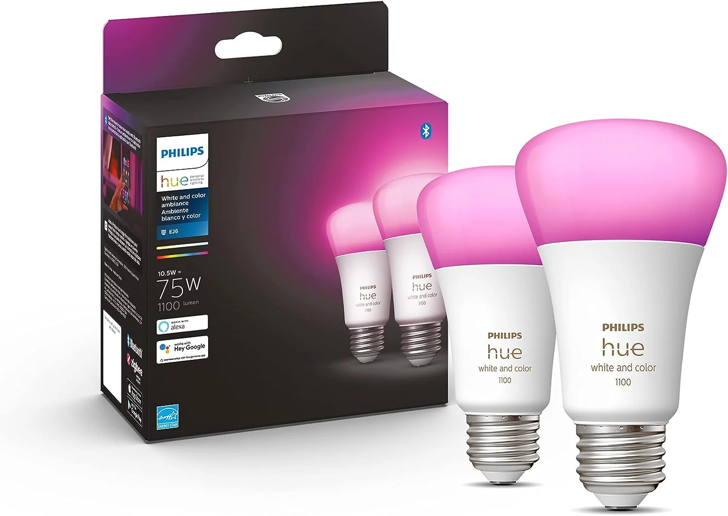 Philips 65W Smart LED Bulbs 4-Pack (White & Colour) Hue